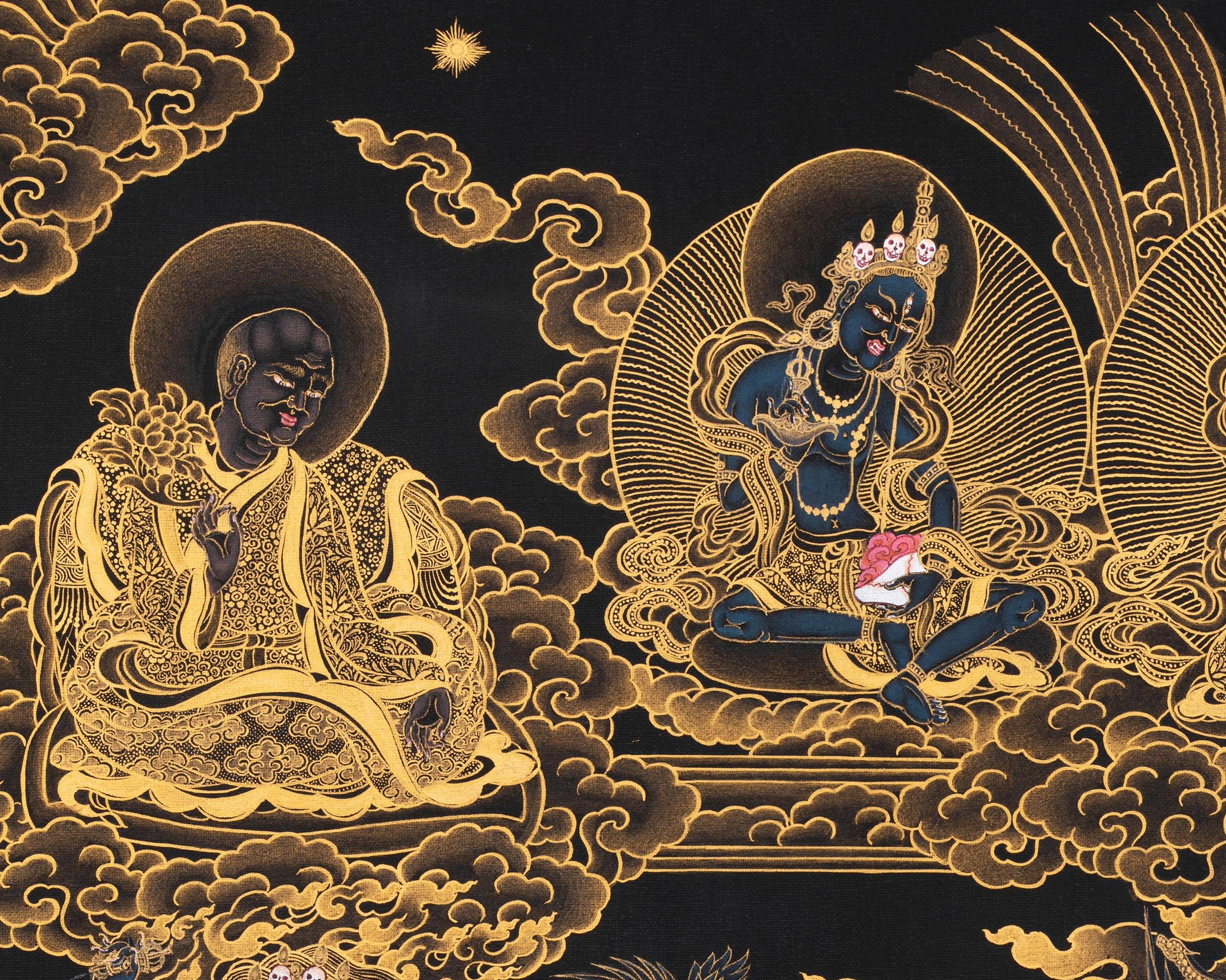 Sakya Mahakala Thangka, High Quality Giclee Canvas Print, Digital Print, Mahakala Thangka