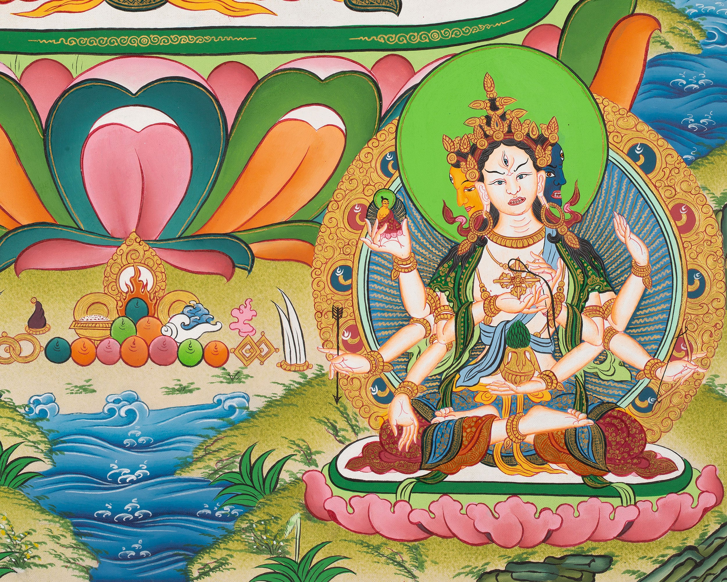 Hand-Painted White Tara (Sita Tara) Thangka | Female Buddhist Deity of Longevity