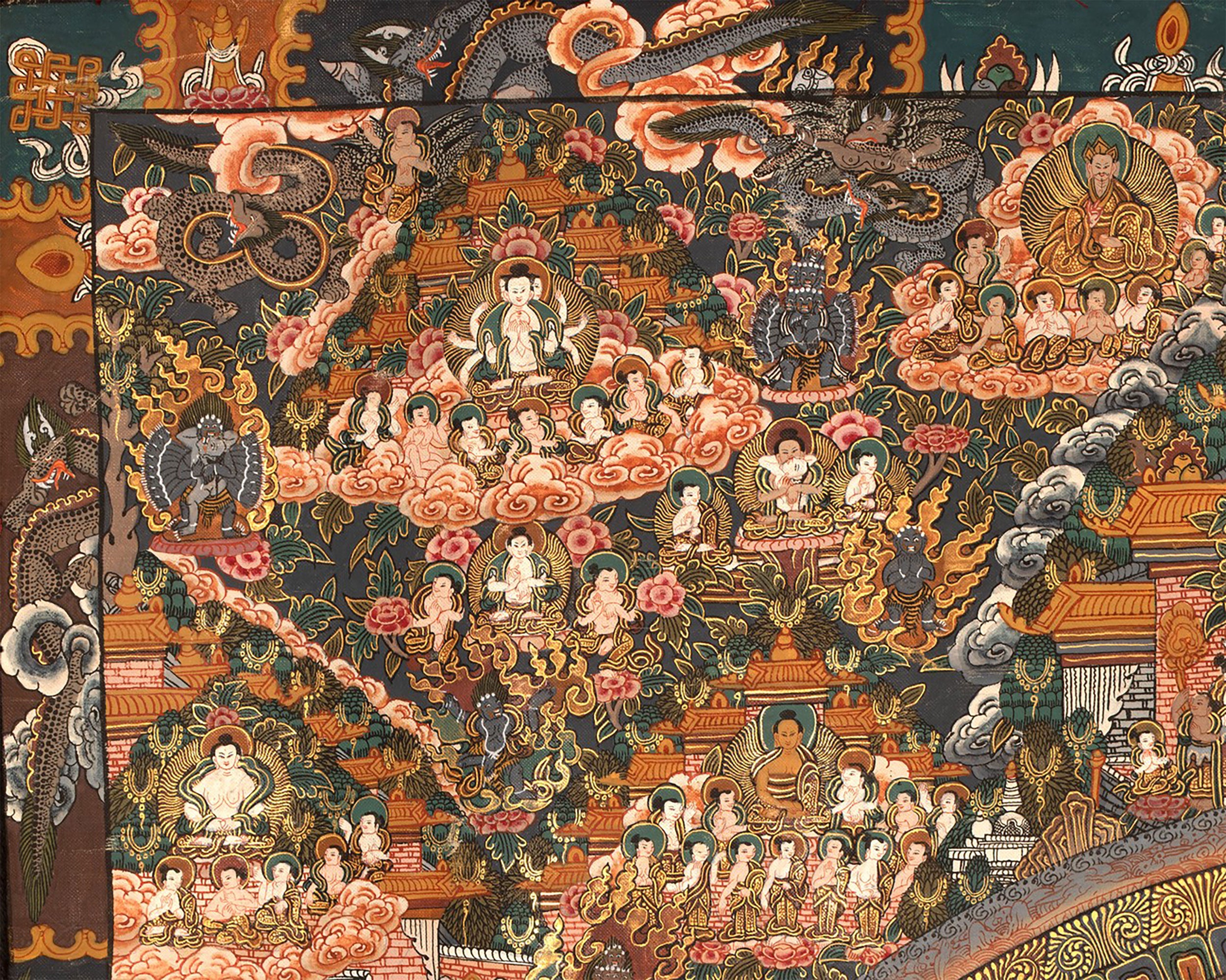 Vintage Buddhist Mandala | Hand Painted Tibetan Wall Decor