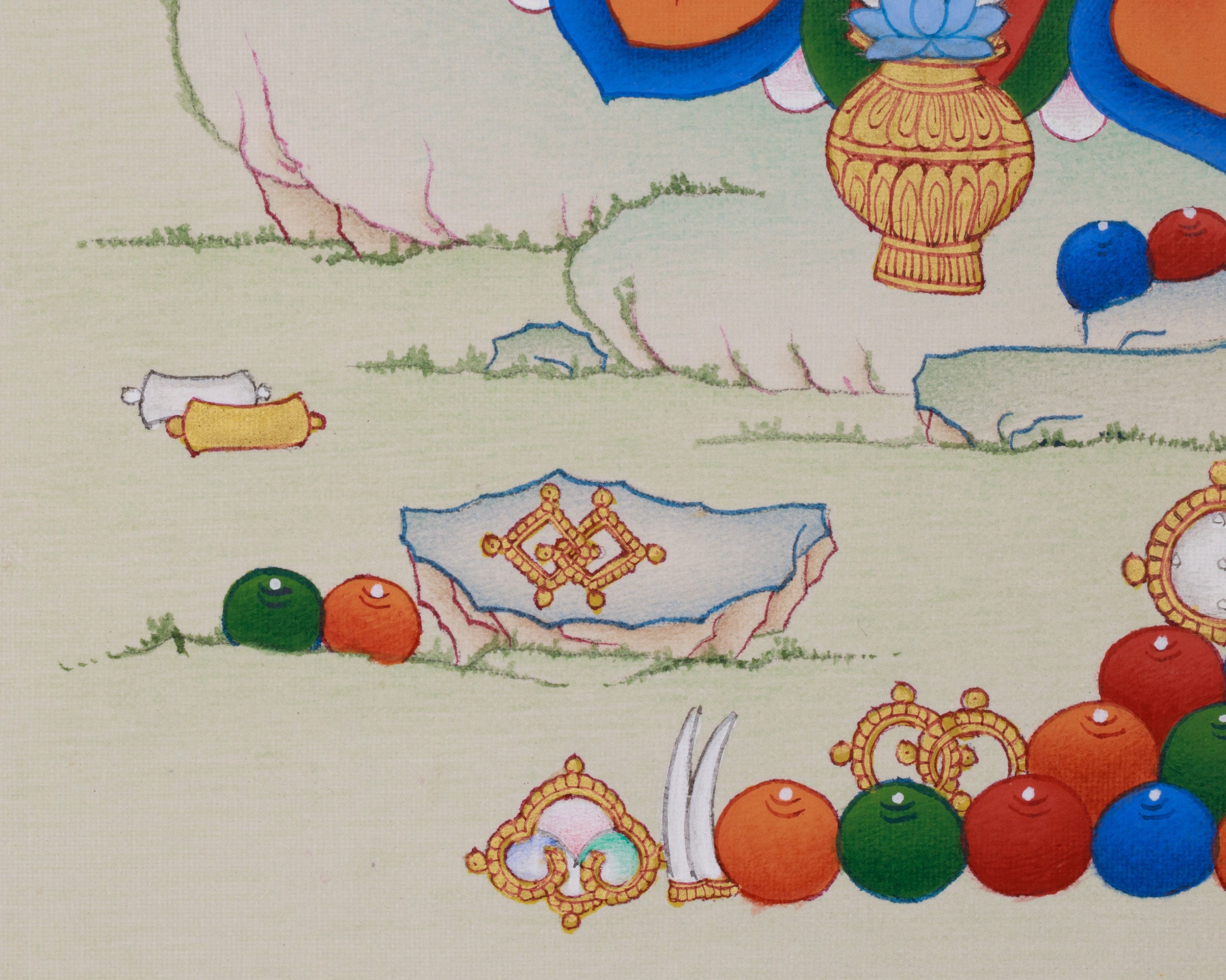 Hand-Painted Yellow Dzambhala Thangka | The Buddha of Prosperity and Fortune