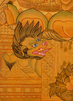 Tibetan Buddhist Painting Of Medicine Buddha Thangka | 24K Gold Style Hand Painted
