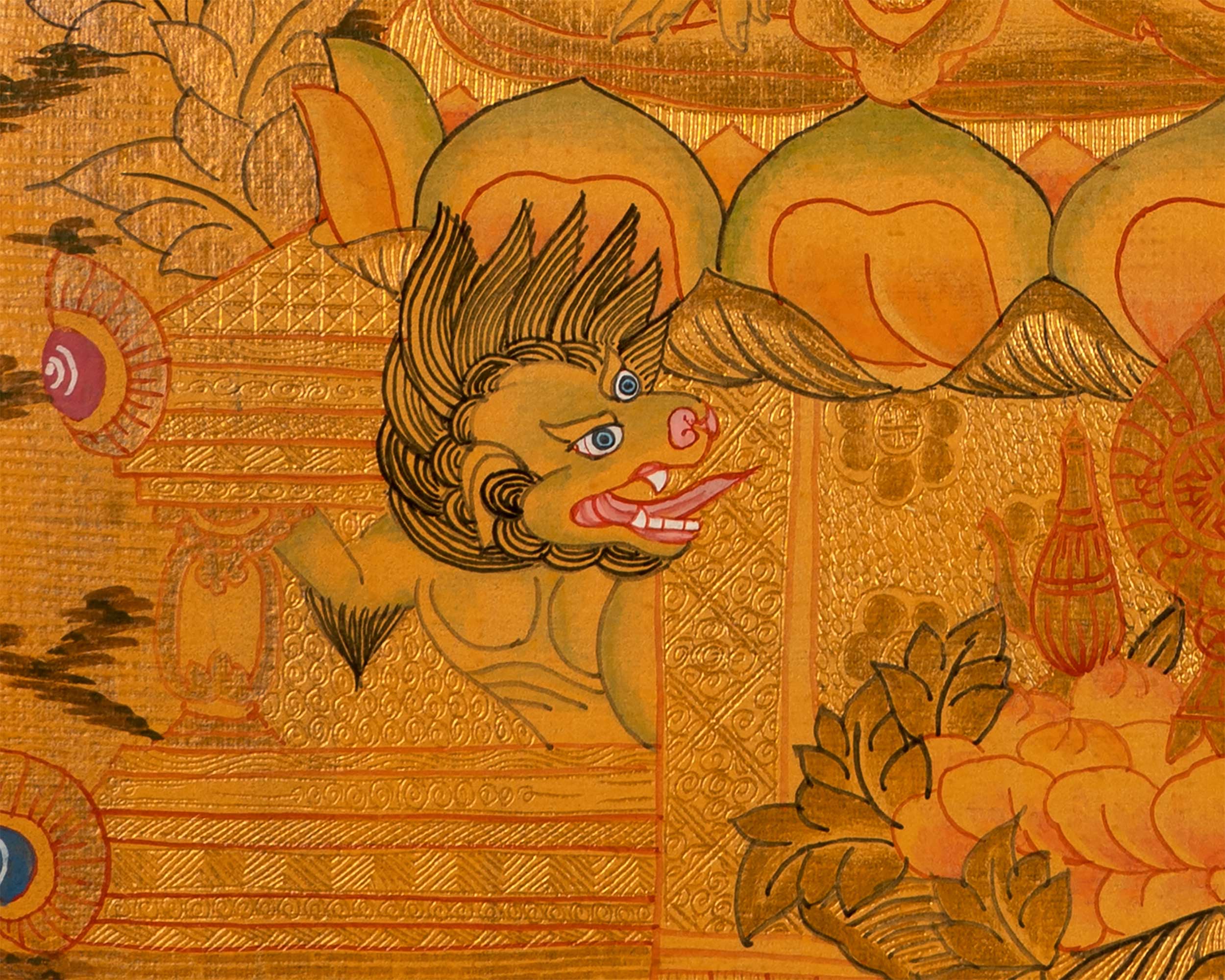 Tibetan Buddhist Painting Of Medicine Buddha Thangka | 24K Gold Style Hand Painted