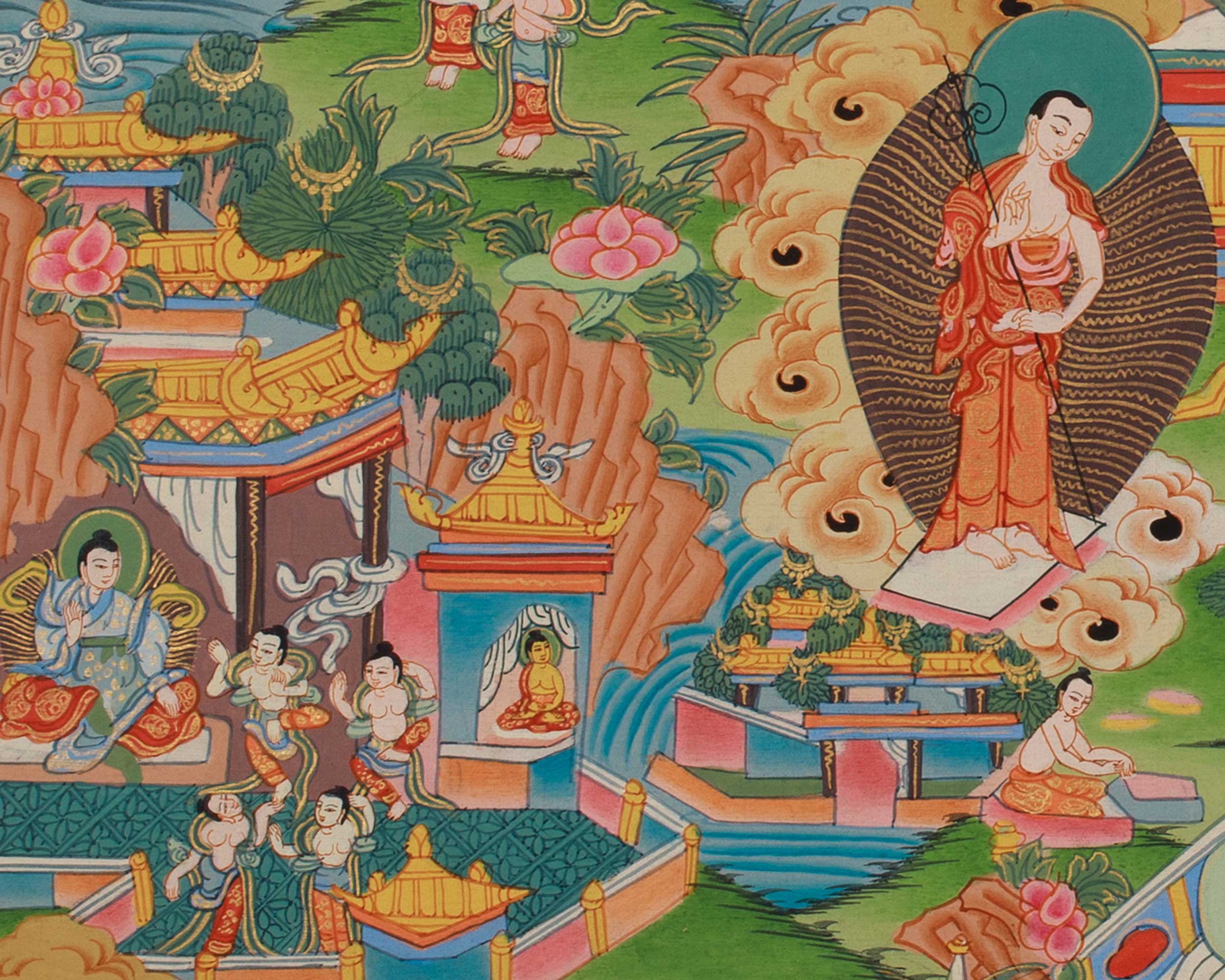 Shakyamuni Buddha Life History thangka | Siddhartha Gautama