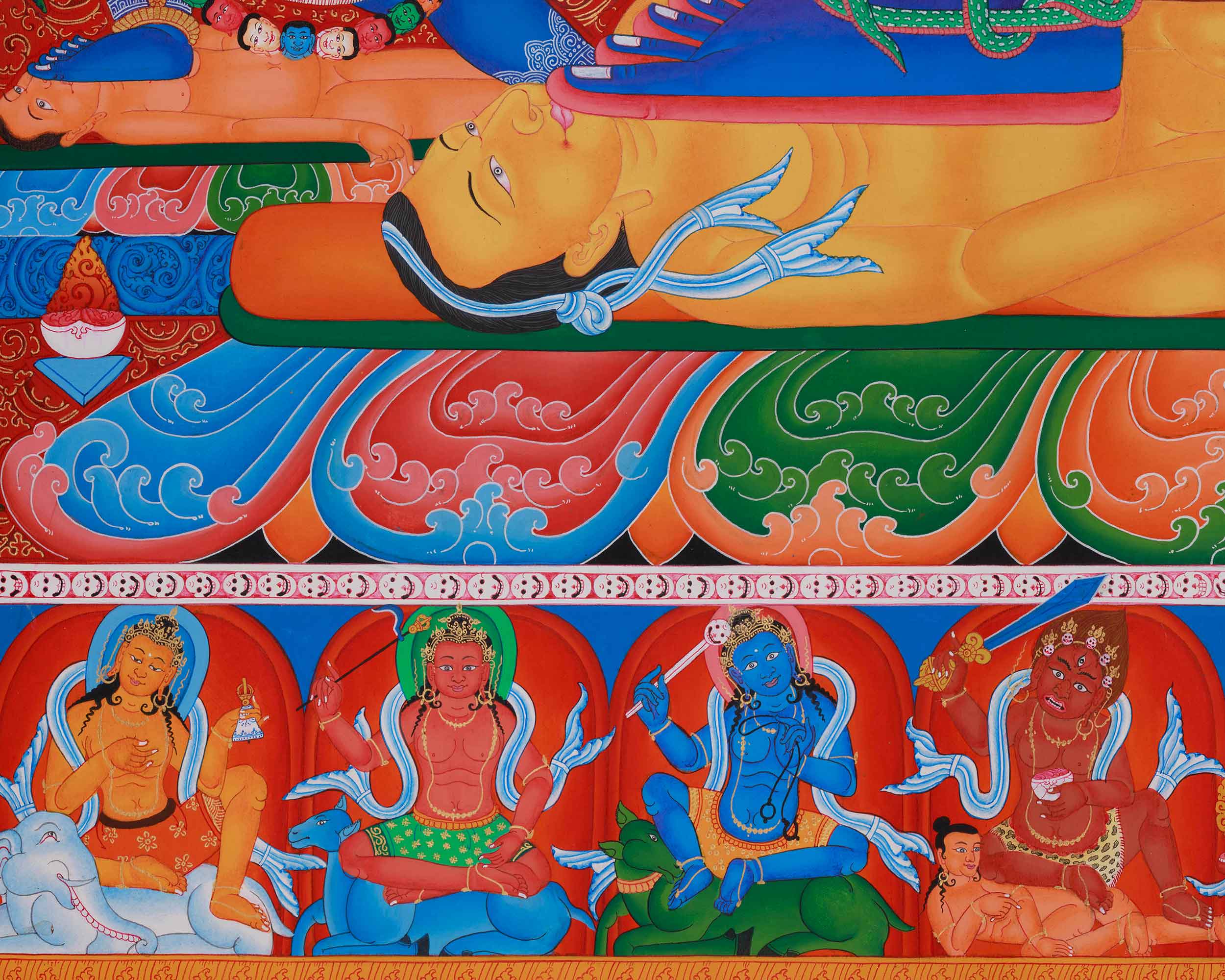 Sakya Mahakala Artwork | A Powerful Depiction of the Tantric Protector in Paubha Style