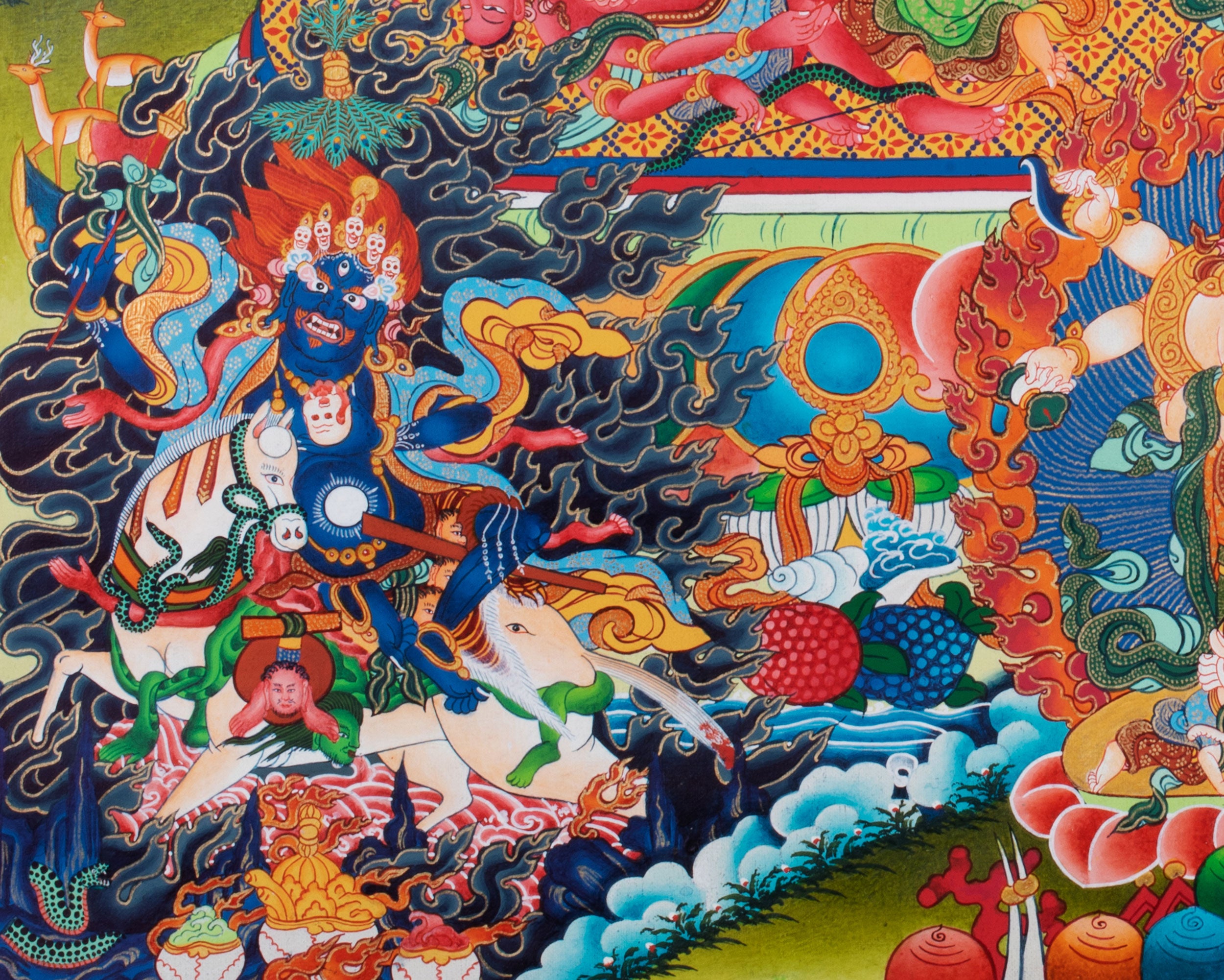 Exquisite Yidam Kalachakra Thangka | Spiritual Awakening with Consort Vishvamata