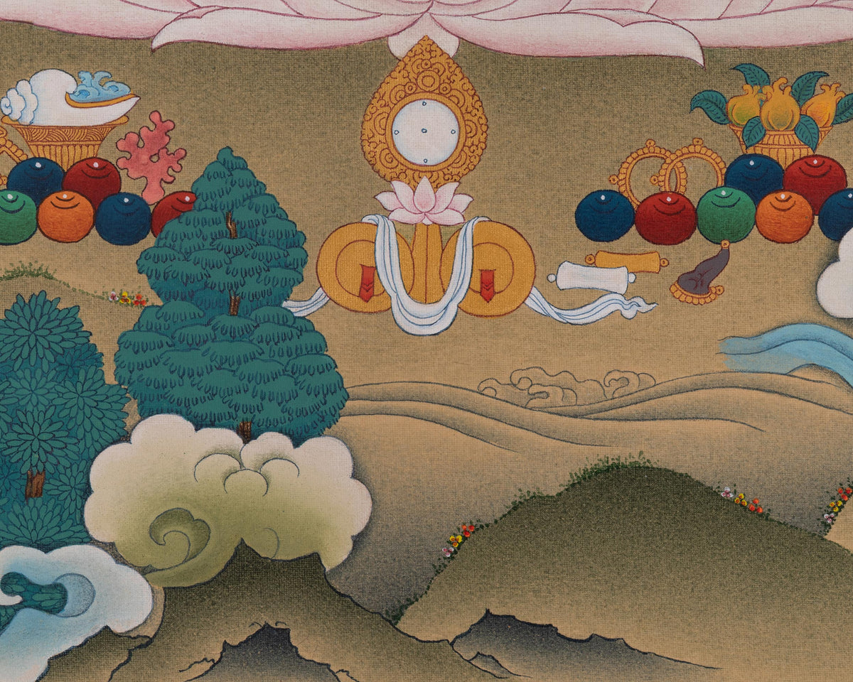 White Tara Goddess Thangka Painting | Drolkar Artwork | Seven Eyes Deity