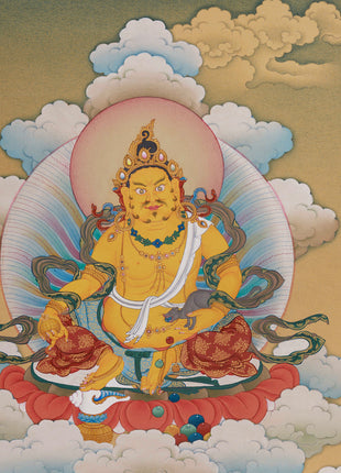 Exquisite Thangka of Guardian King Vaisravana | Assembly of Wealth Deities