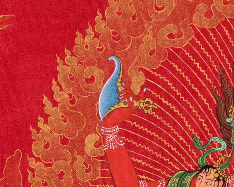 Red & Gold Vajravarahi Thangka | Dakini, Fierce Femininity | Traditional Buddhist Spiritual Wall Art