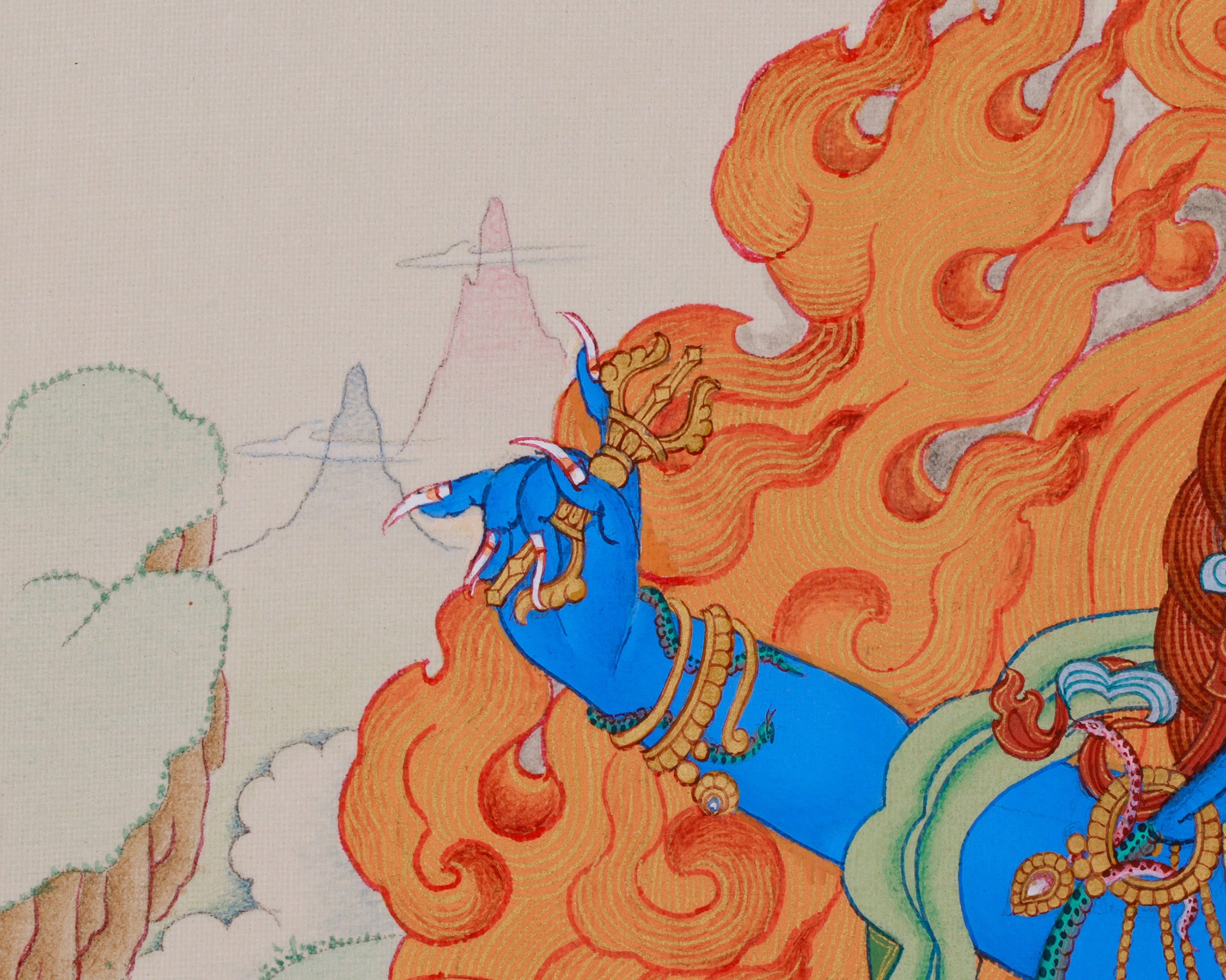 Hand-Painted Vajrapani Artwork | Tibetan Bodhisattva of Power and Protection