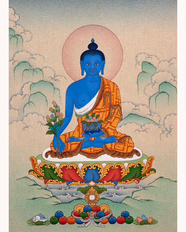Medicine Buddha Thangka | Traditional Hand-painted Menla Thanka