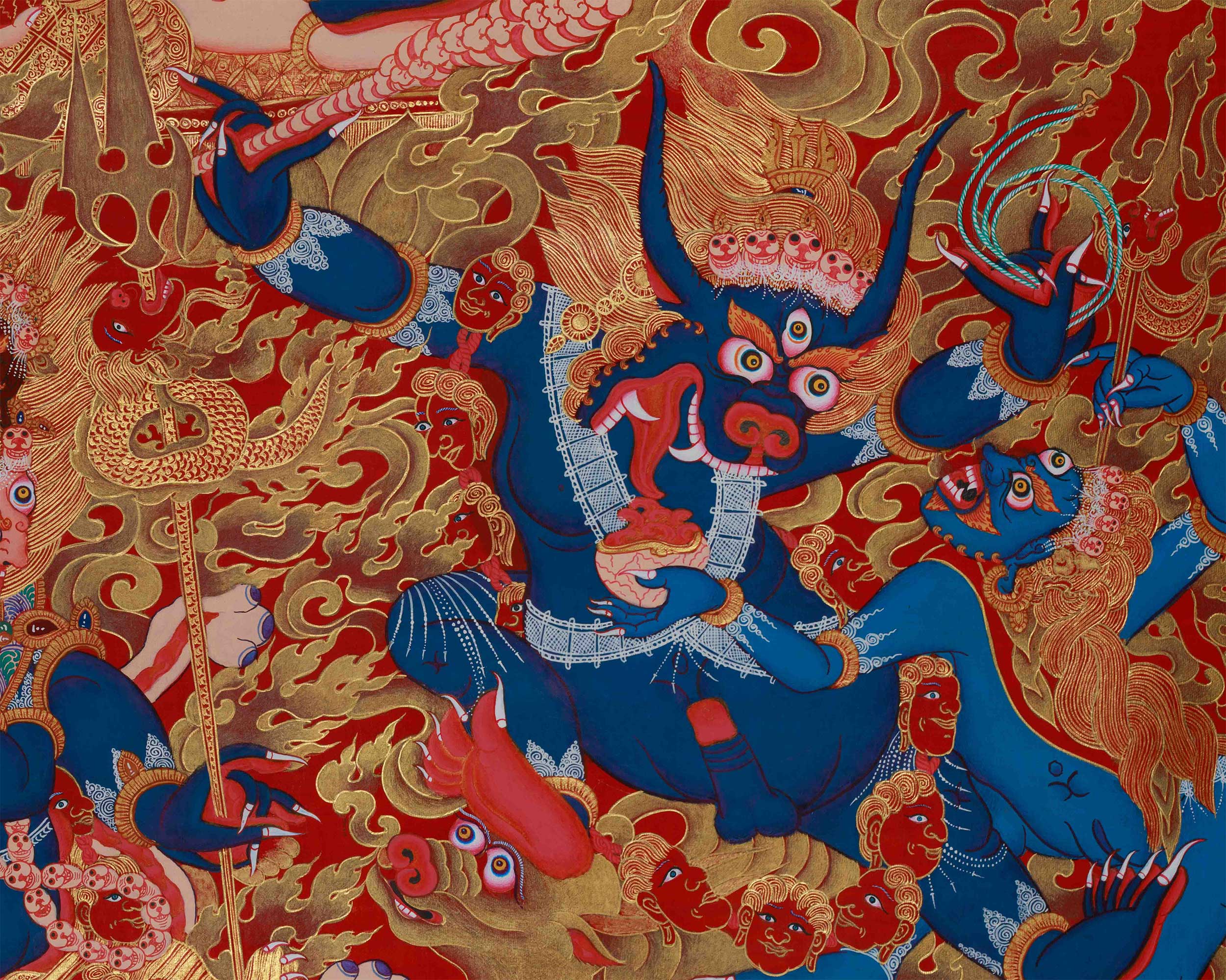 Fierce Six Armed Mahakala Print | Wrathful Protector Deity of Vajrayana Buddhism