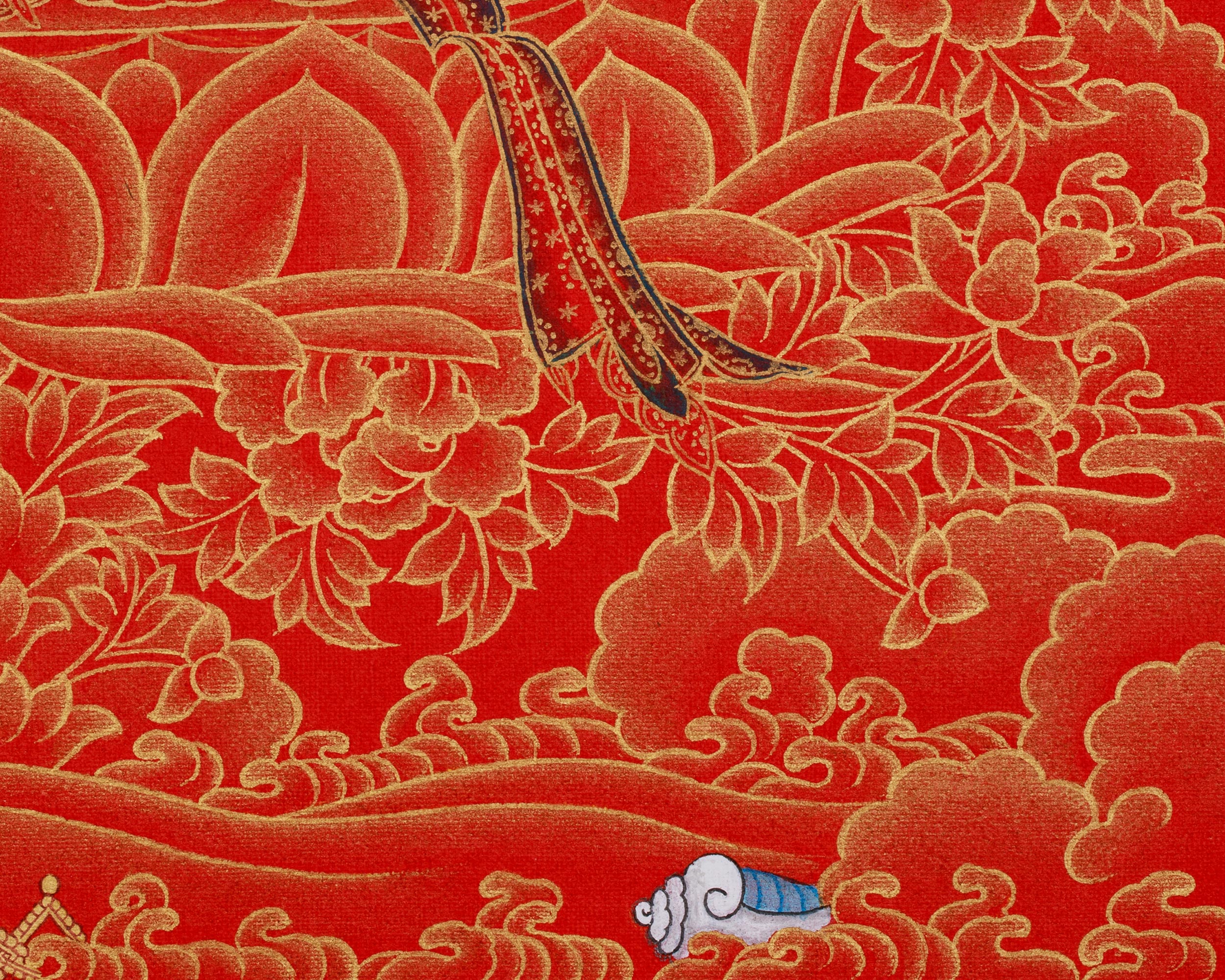 Divine Thangka of Manjushri | Buddhist Wisdom Deity | Wall Hanging