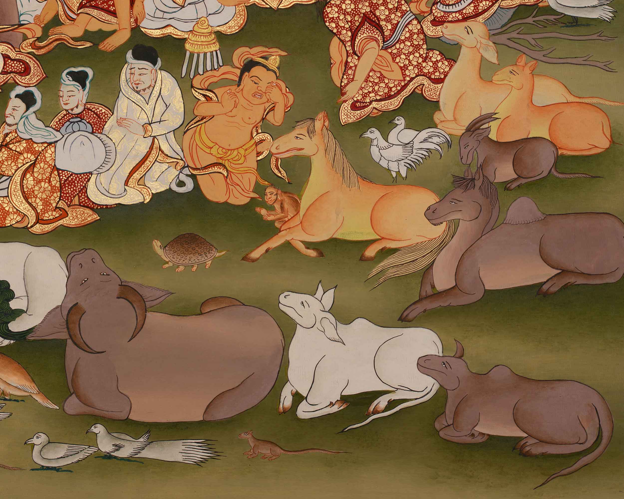 Maha Parinirvana Thangka | A Sacred Representation of the Buddha’s Final Nirvana