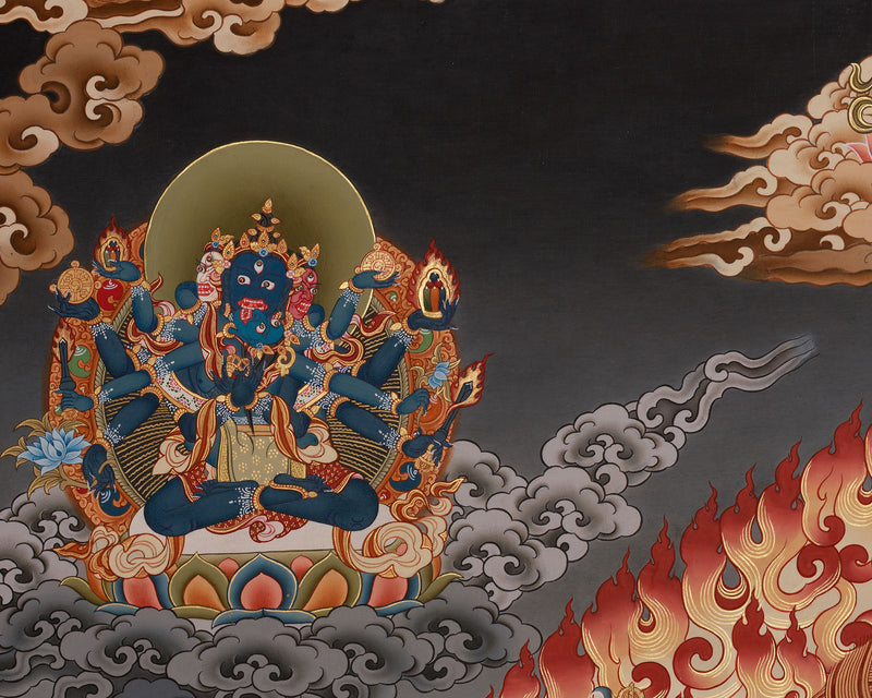 Yamantaka Thangka | Giclee Canvas Print | Spiritual Protector & Wrathful Compassion