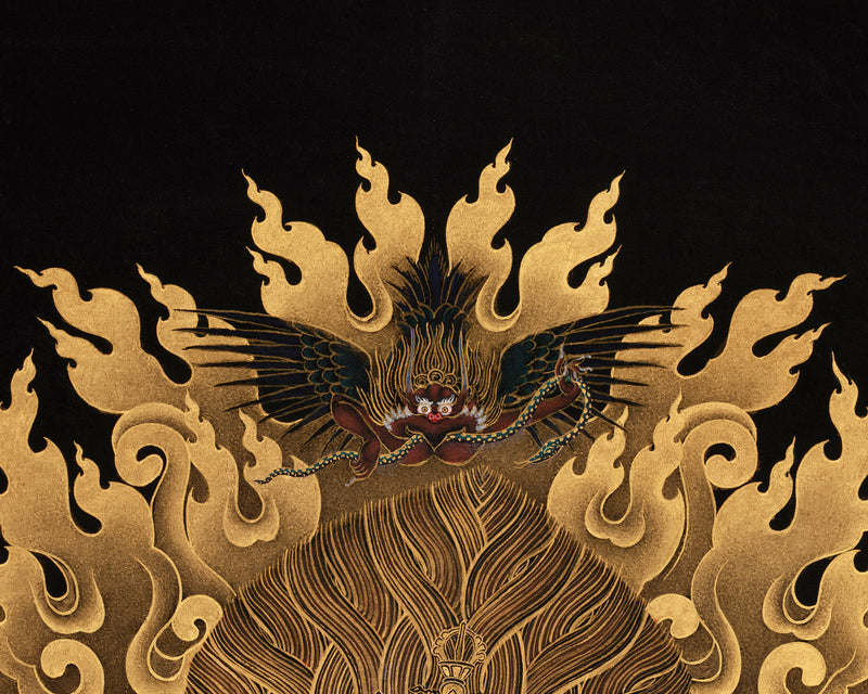 Extra-ordinary Sakya Mahakala Thangka in Gold