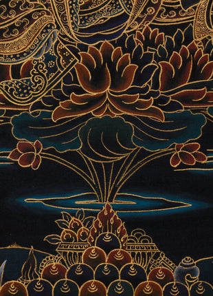Gold Thangka of Guru Rinpoche | Precious Teacher of Tibetan Buddhism