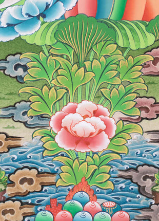 Handpainted Goddess Green Tara Thangka | Compassionate Deity