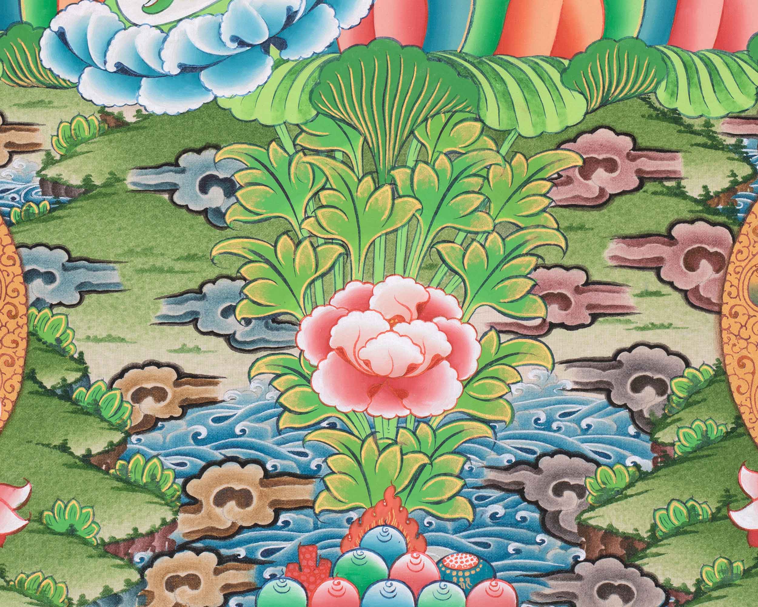Handpainted Goddess Green Tara Thangka | Compassionate Deity