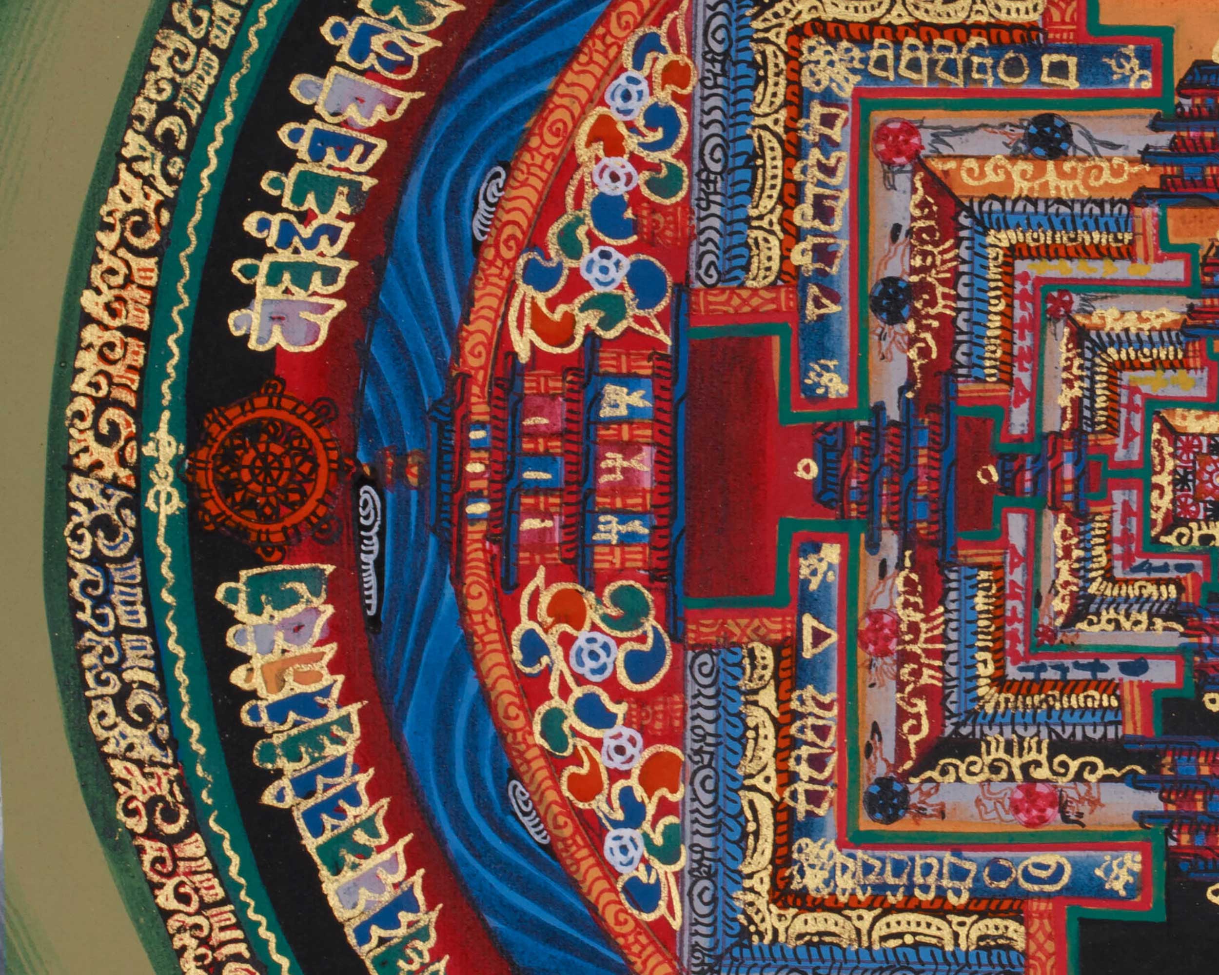 Small Kalachakra Mandala Thangka | Tibetan Art of Time and Cosmic Balance