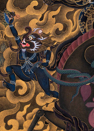 Palden Lhamo Kali Thangka Painting For Mindfulness | Sacred Mahakali Art for Daily Practice