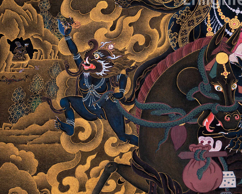 Palden Lhamo Kali Thangka Painting For Mindfulness | Sacred Mahakali Art for Daily Practice