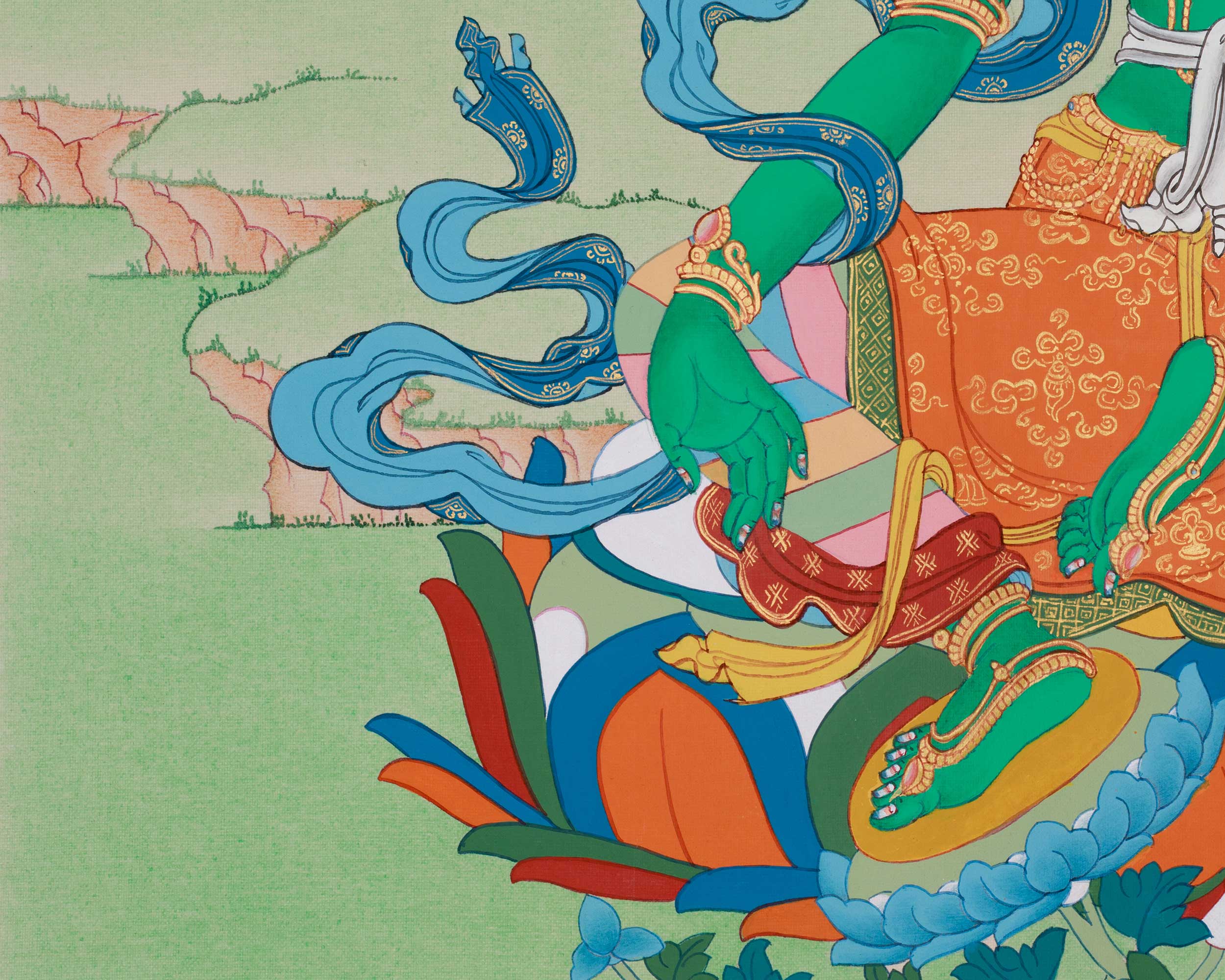 Savior Goddess Green Tara Thangka | Bodhisattva’s Healing Energy
