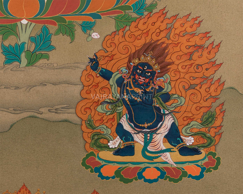 Chenrezig With Manjushri & Vajrapani Thangka Print | The Guardians of Wisdom and Compassion | Wall Decorations