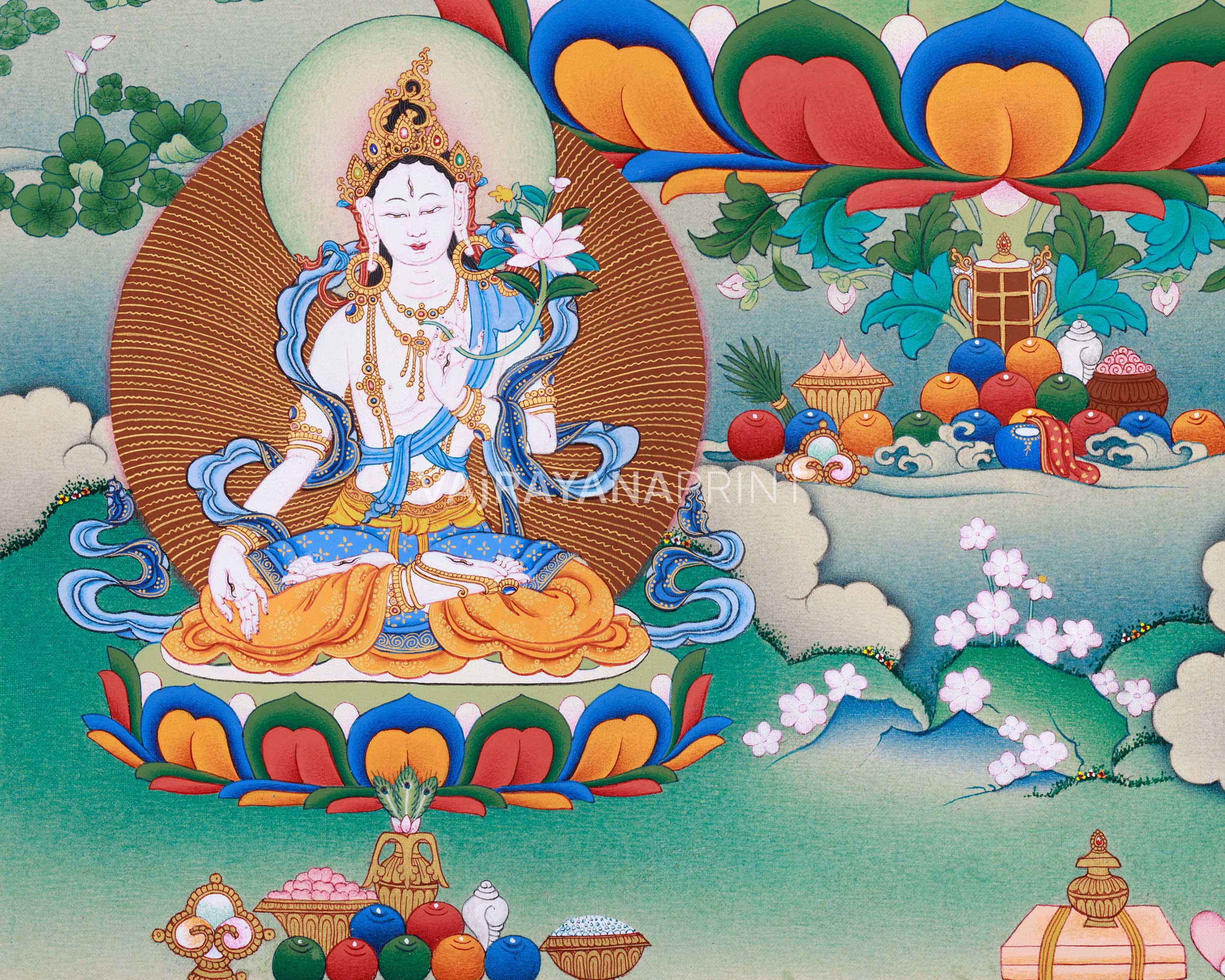Bodhisattva Manjushree Thangka Print | Bodhisattva of Wisdom | Wall Decors