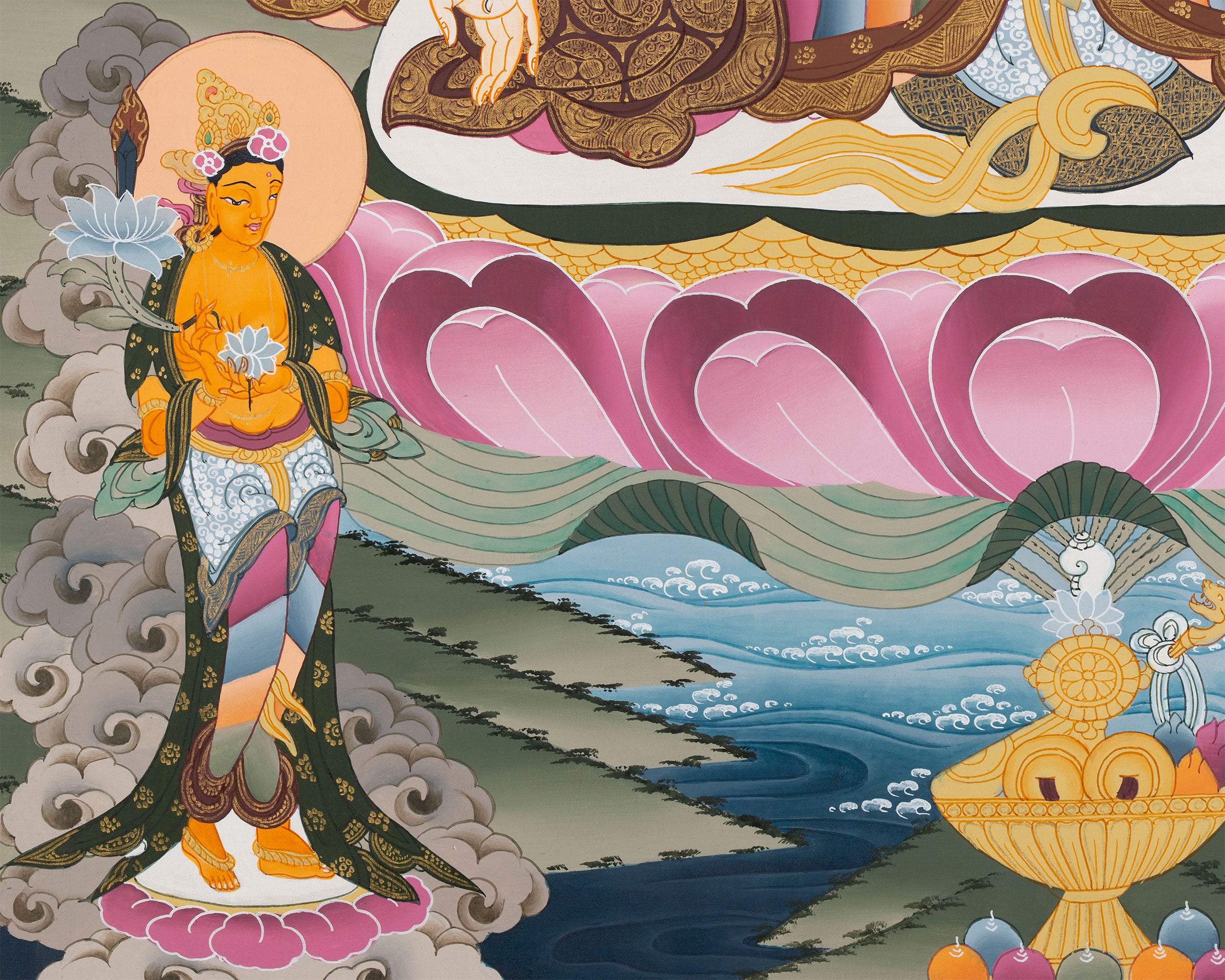 Healing Deity White Tara Thangka Painting | Goddess of Compassion and Longevity
