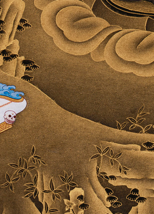Yidam Deity Vajrakilaya Thangka | Sacred Protector in Gold on Black