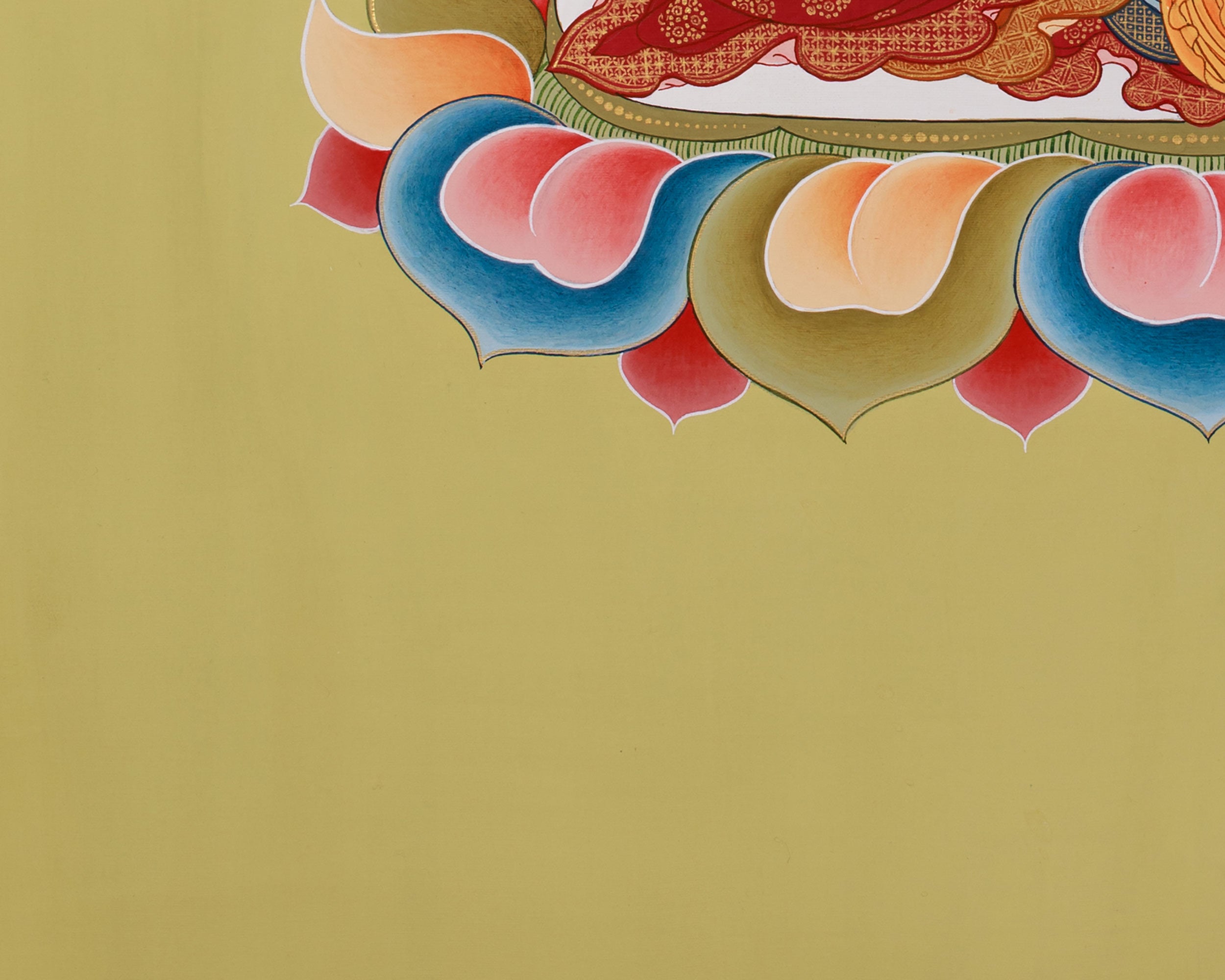 24-Inch Amitayus Buddha Thangka | Hand-Painted Red Buddha on Cotton Canvas