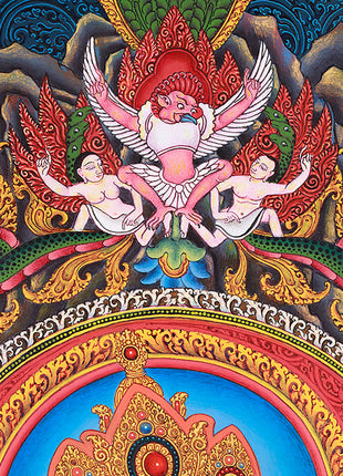 Majestic Lord Ganesha Paubha Artwork | Traditional Nepalese Art