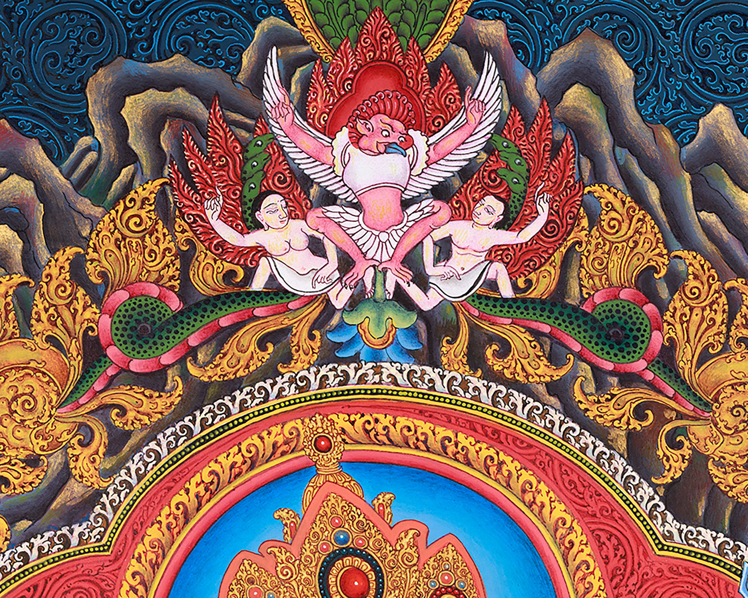 Majestic Lord Ganesha Paubha Artwork | Traditional Nepalese Art