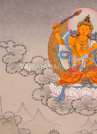 Four-Armed Avalokiteshvara Thangka Artwork Print | Traditional Bodhisattva Chenrezig on Cotton Canvas