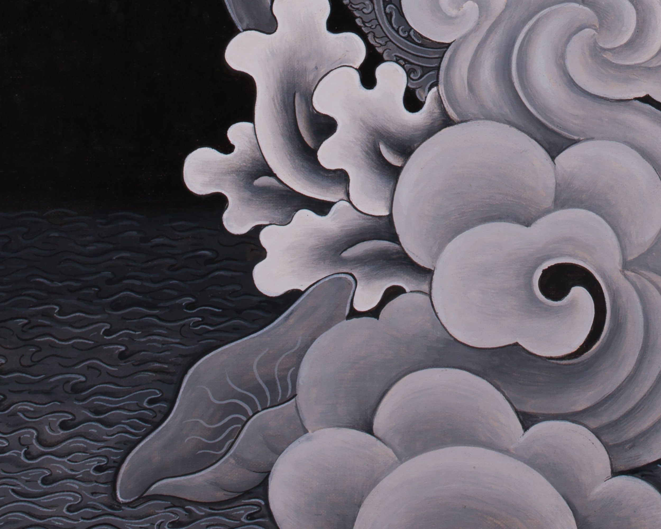 Standing White Tara Painting | Monochromatic Spiritual Masterpiece