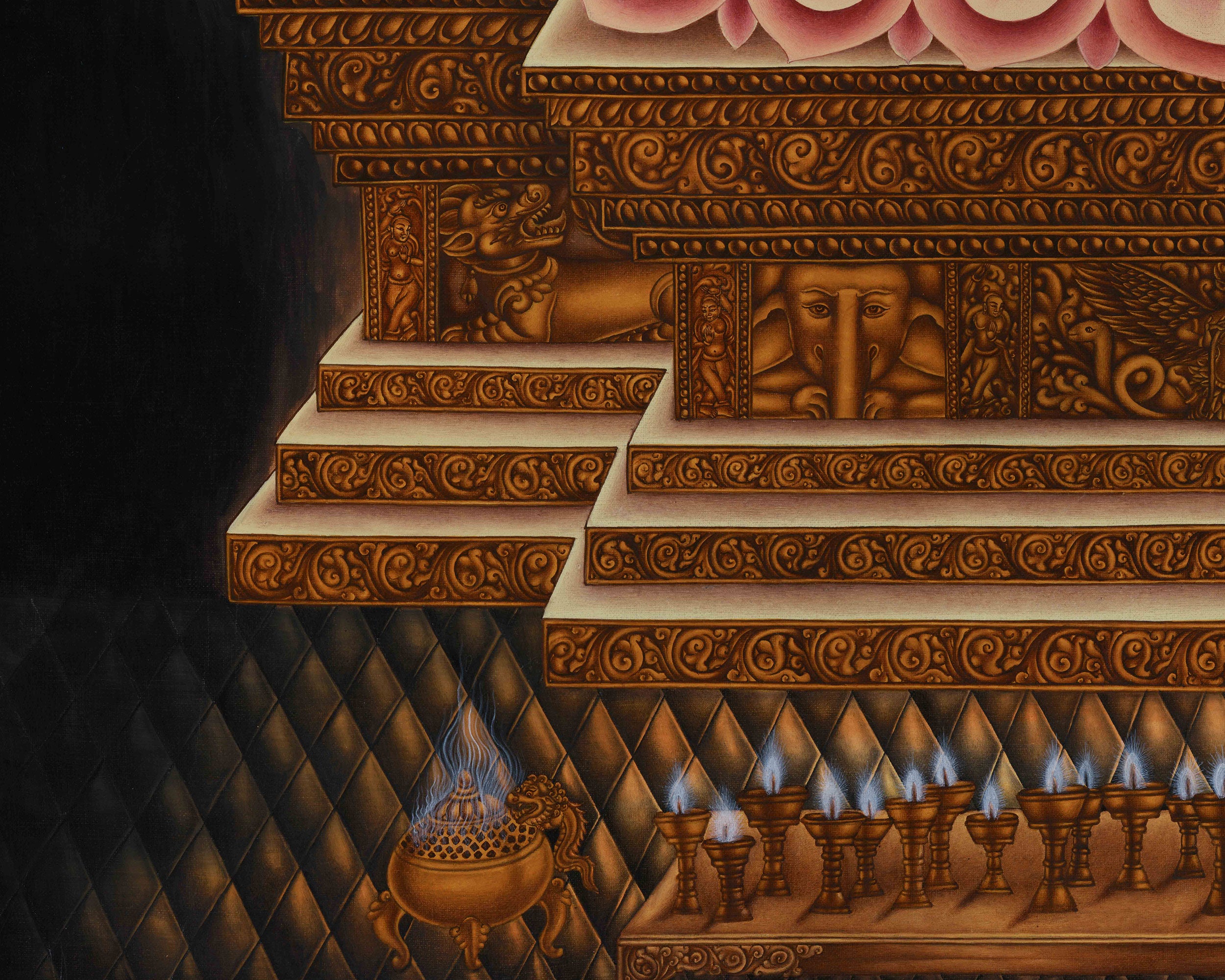 Siddhartha Gautama on Majestic Throne | High-Quality Giclee Canvas Print