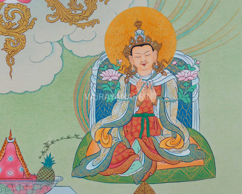 Thangka Print Of The Great Teacher | Guru Rinpoche Digital Print | Guru Padmasambhava For Meditation
