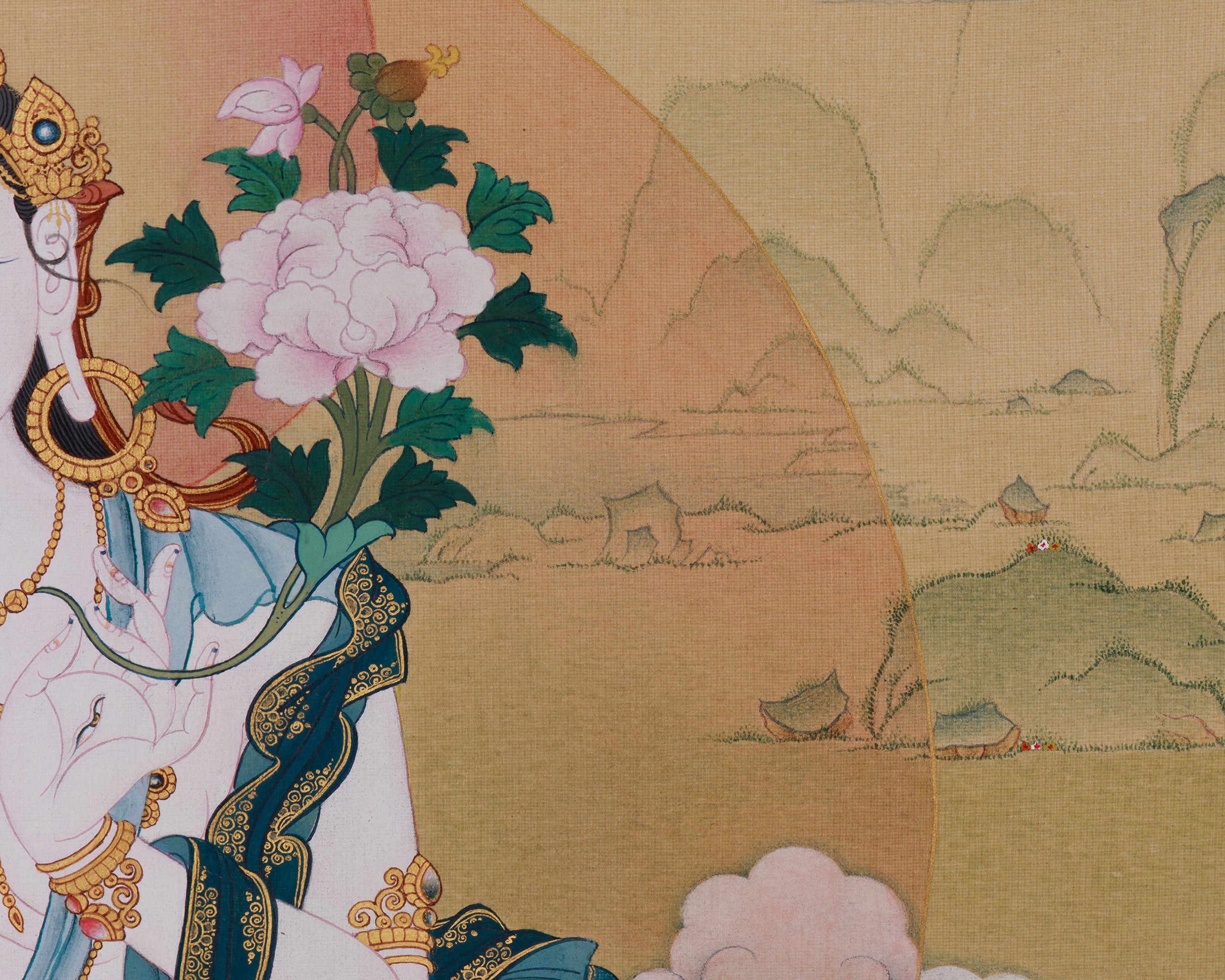 Goddess White Shyama Tara Thangka | The Swift One
