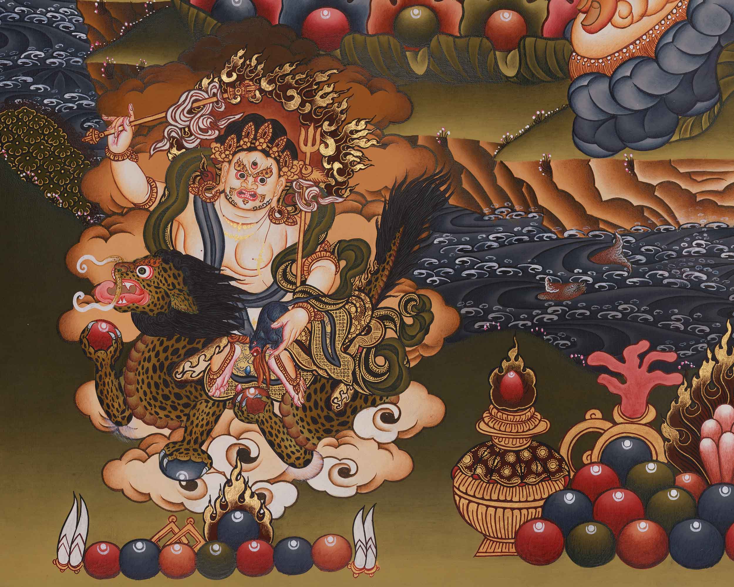 Traditional Thangka of Five Dzambhala | Prosperity and Wealth Deity