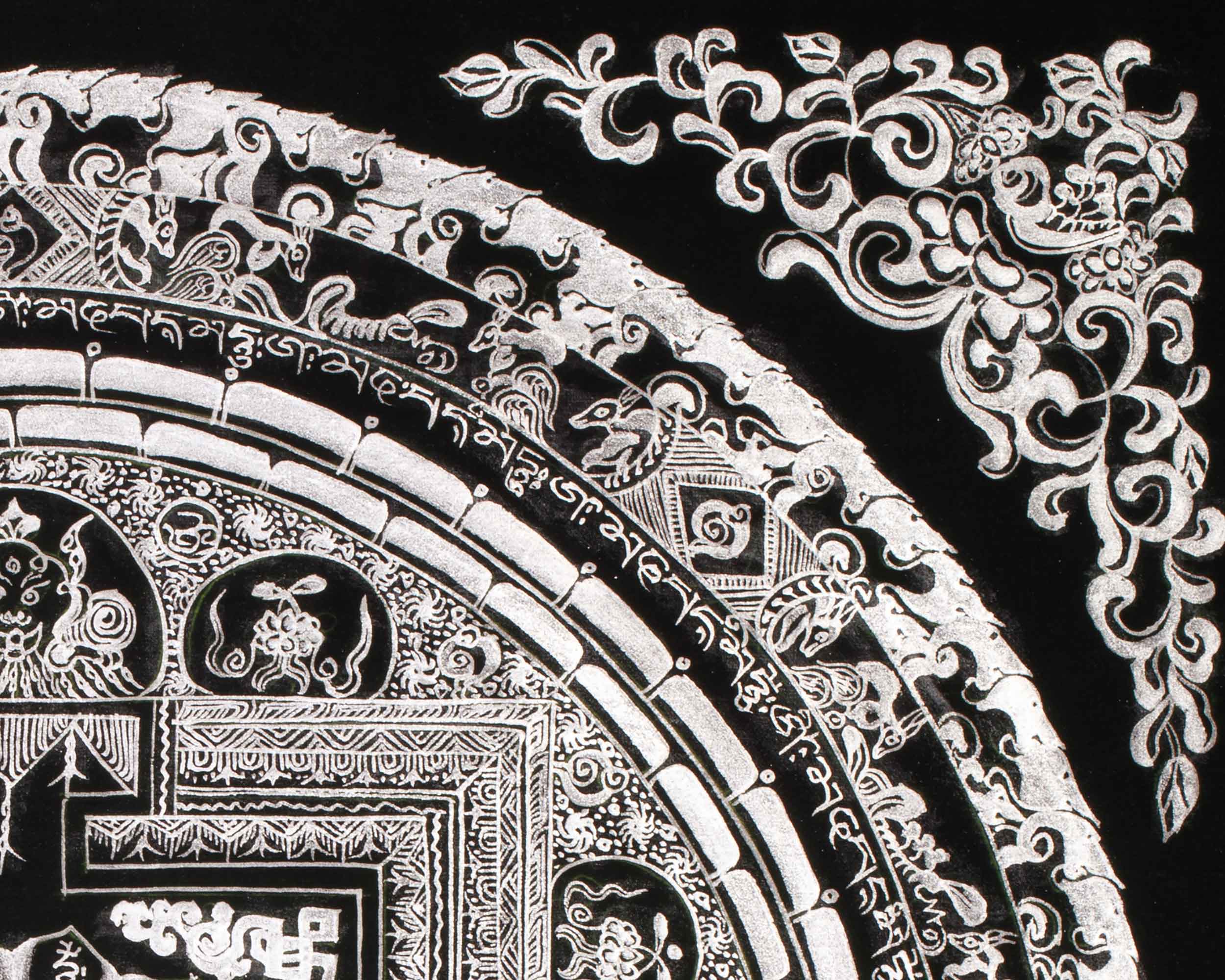 High-Quality Mantra Mandala in Pure Silver | Tibetan Buddhist Symbol for Protection
