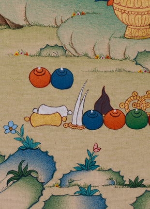 Powerful Wealth Deity, Jambhala | Thangka Painting for Prosperity