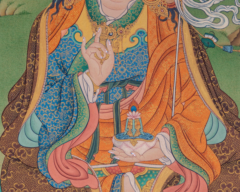 Lotus-Born Guru Rinpoche Thangka | Tibetan Buddhist Masterpiece