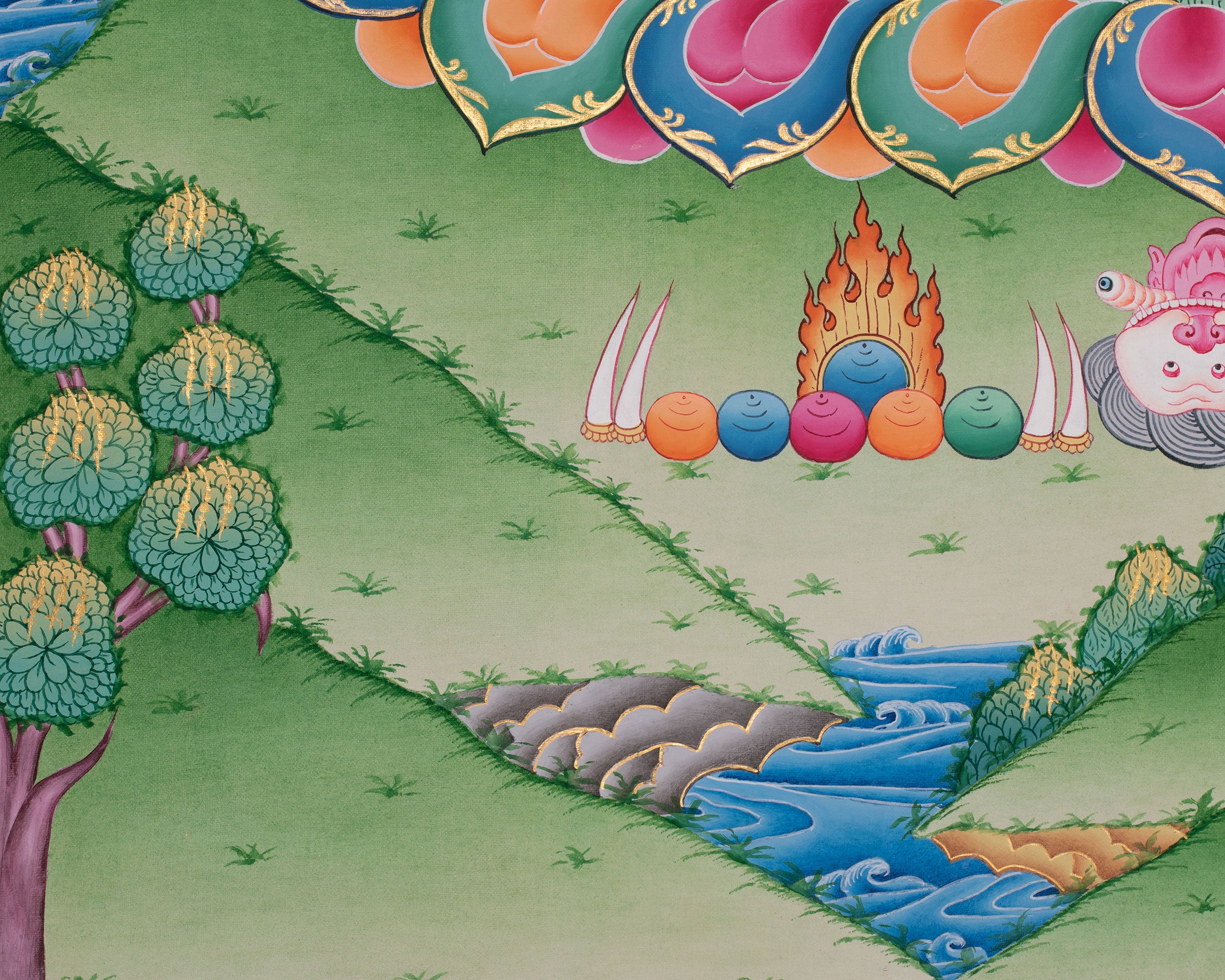 Wrathful Deity Four Armed Mahakala thangka | Powerful Protector