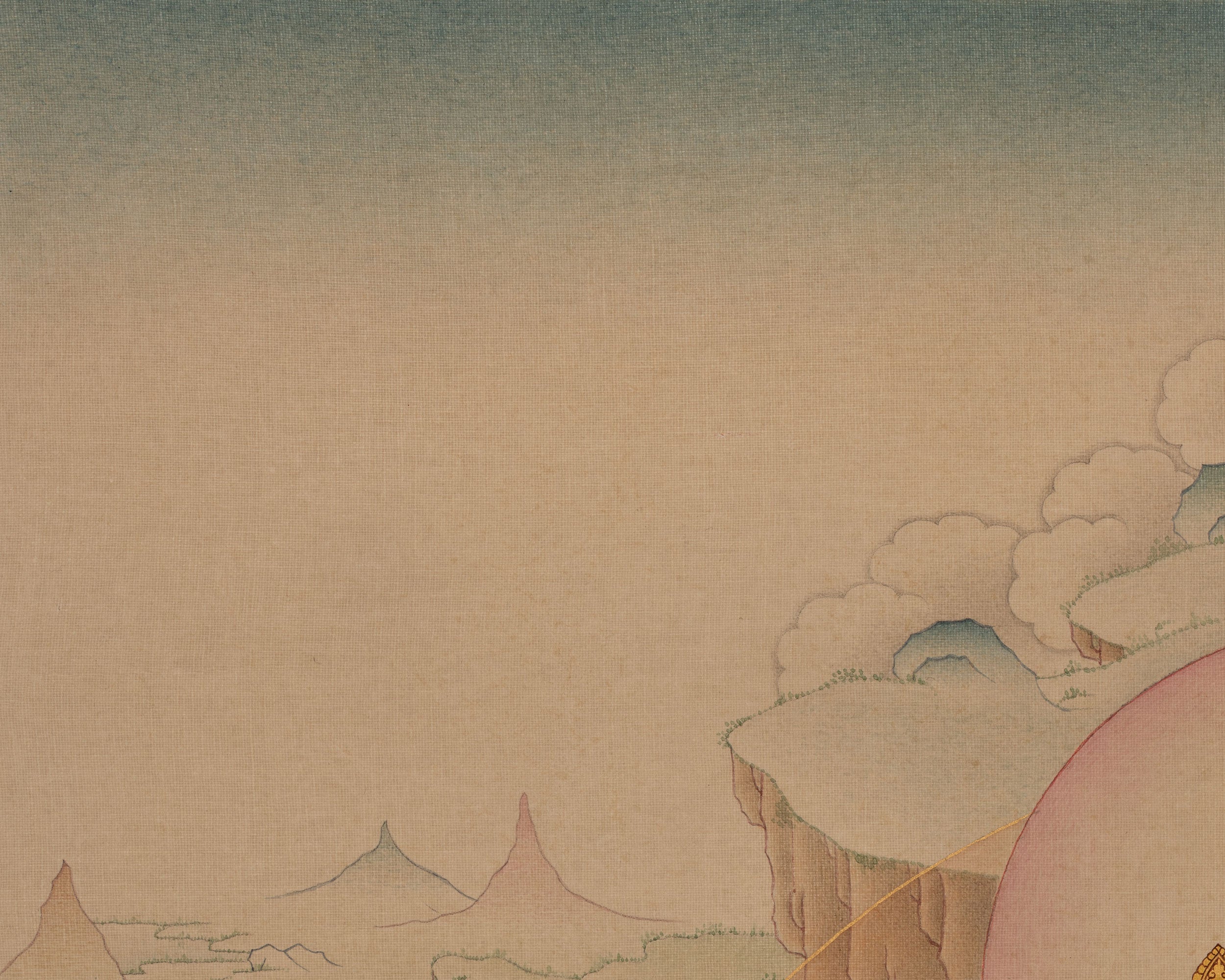 The Compassionate Buddha, Four Armed Chenresig Thangka | Exclusive Artwork with Lhasa Stone Hues