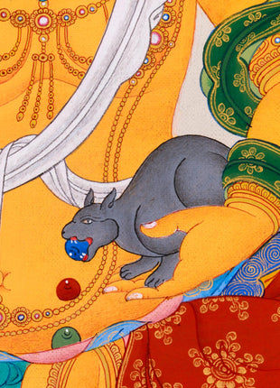 Hand-Painted Dzambhala Thangka | God Of wealth (with consecration and brocade included)