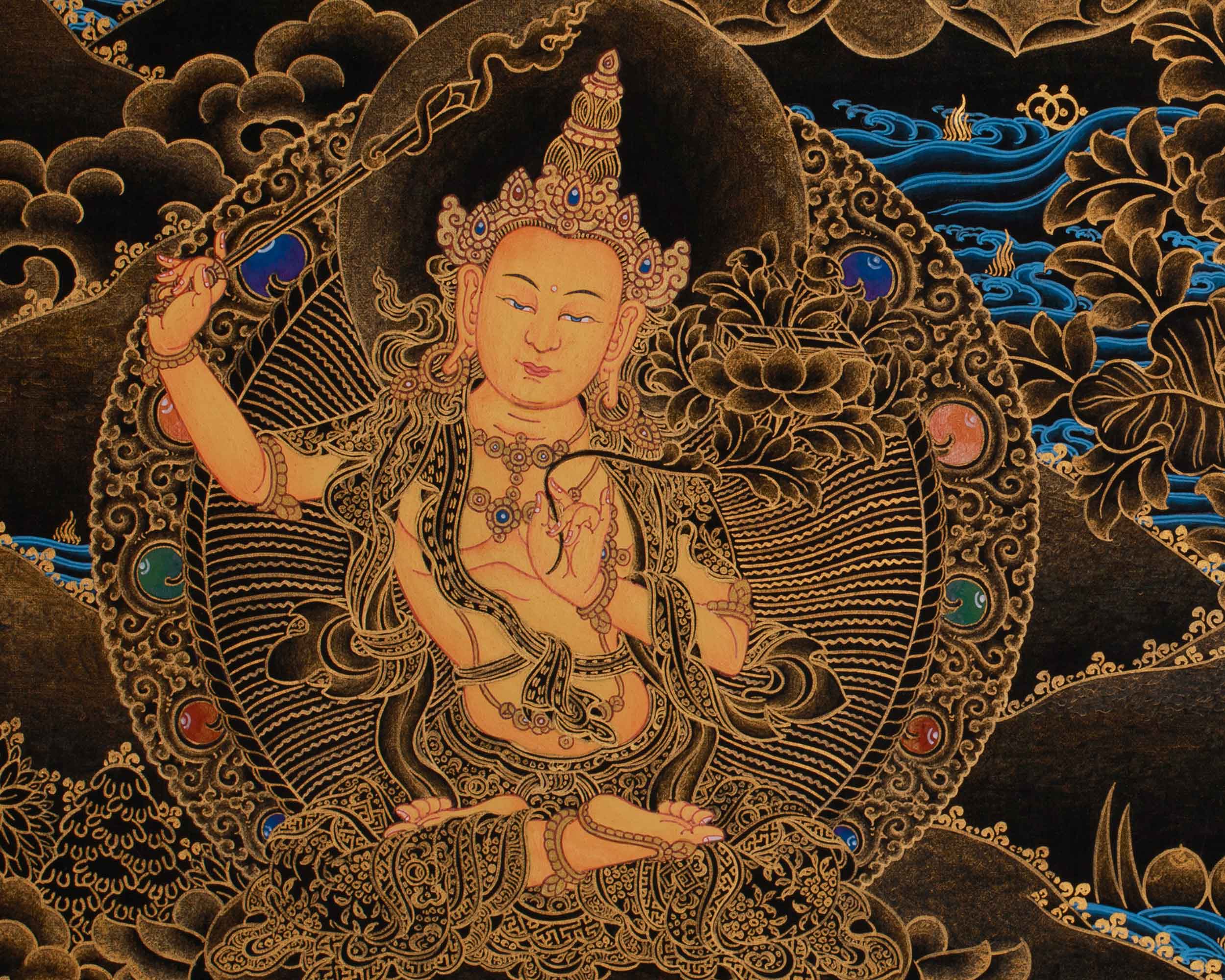 Tibetan Four-Armed Chenrezig Thangka | Compassionate Bodhisattva of Mercy