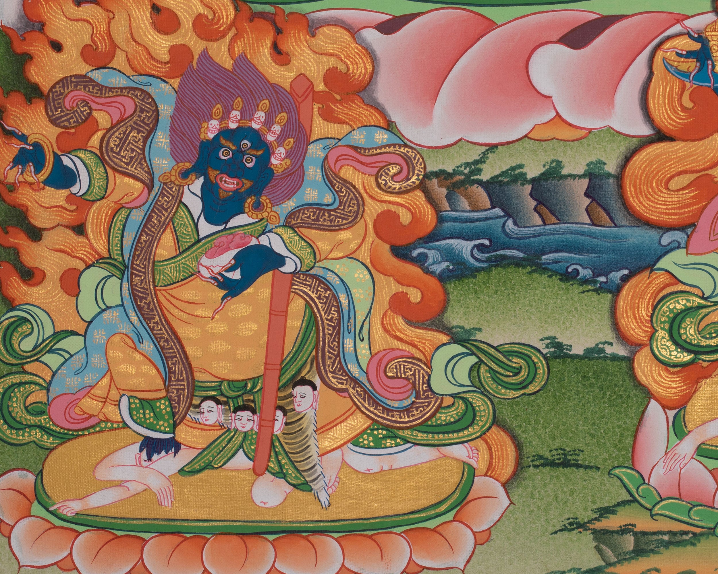 1000-Armed Dukkar Thangka | Tibetan Guardian Deity
