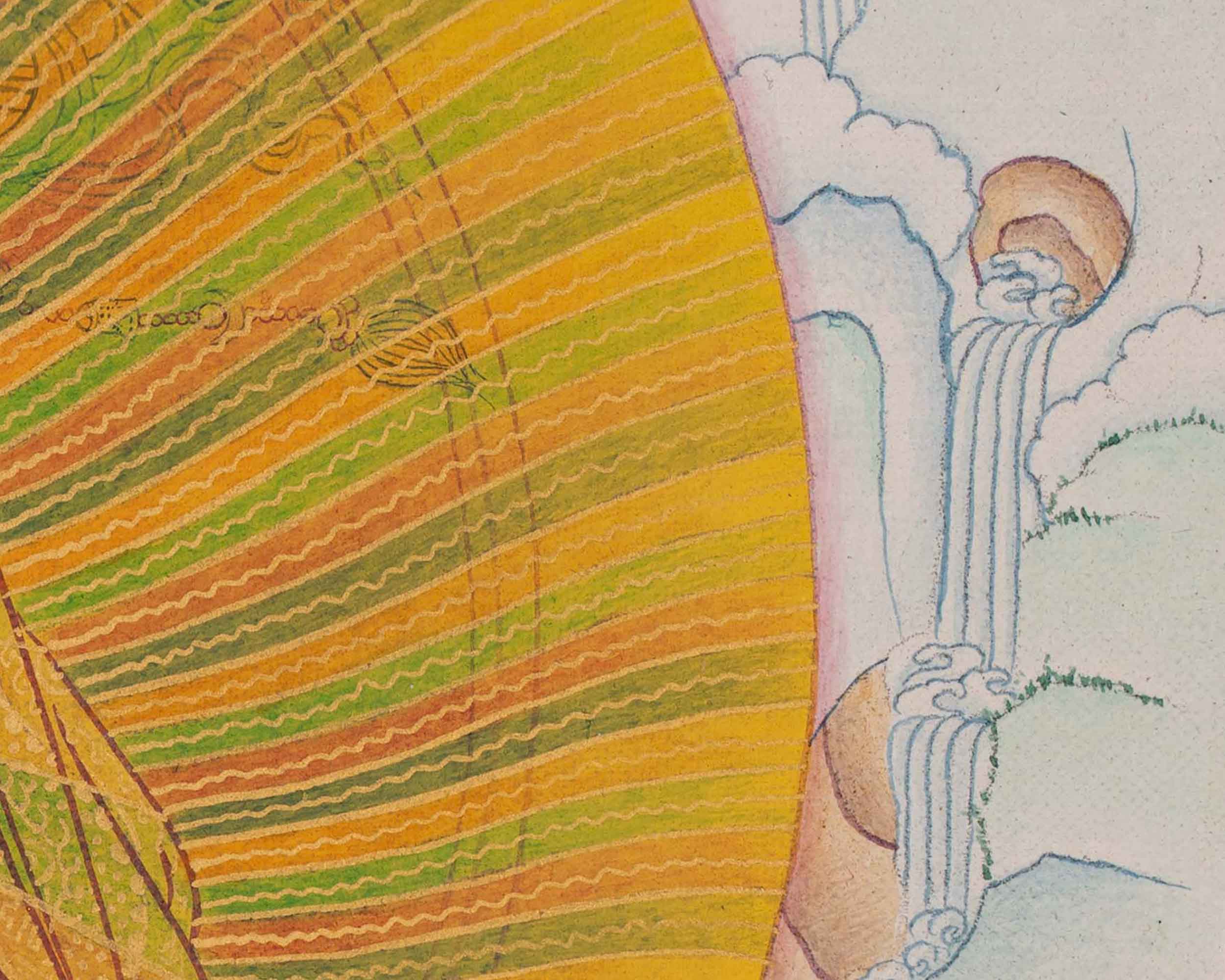 Guru Padmasambhava In Rainbow Body Form | Guru Rinpoche Thangka Print