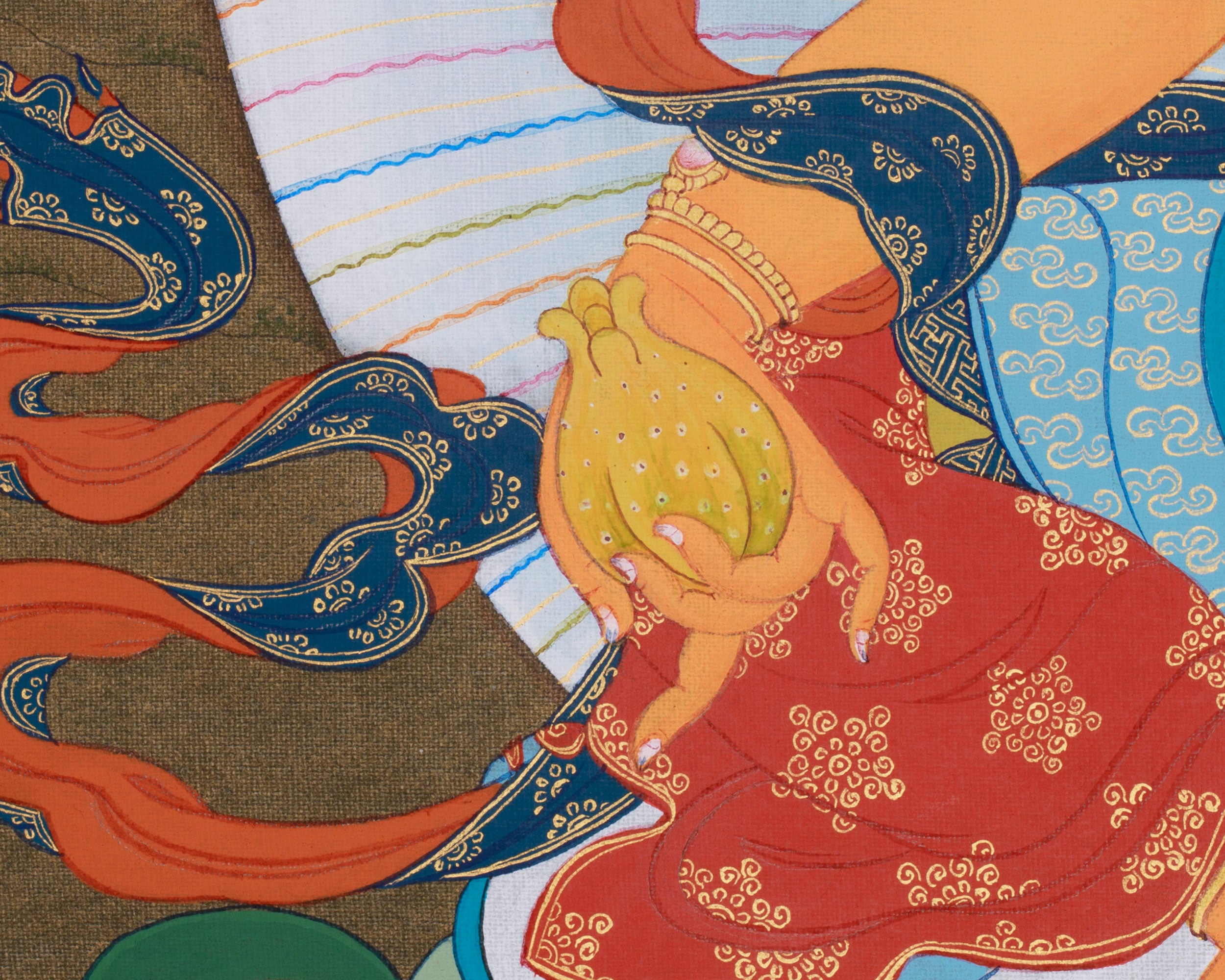Spiritual Dzambhala Thangka | Wealth & Protection Deity in Traditional Art