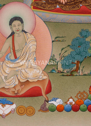 Marpha with Milarepa and Gampopa Thangka Print | Digital Canvas Print Of Tibetan Masters Thangka